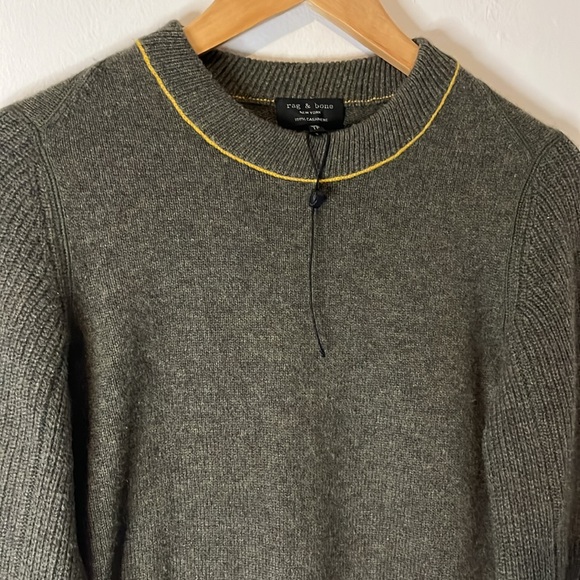 Rag & Bone 100% Cashmere Yorke Army Green Crewneck Sweatshirt Sweater Sz XS - Picture 3 of 9